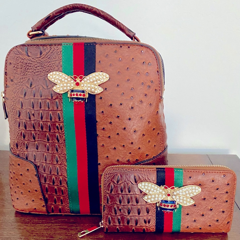 Queen Bee Back Pack and Wallet